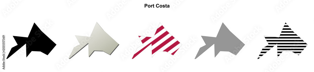 Obraz premium Port Costa (California) blank outline map