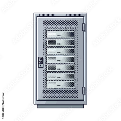 Server Rack Cabinet Icon Illustration