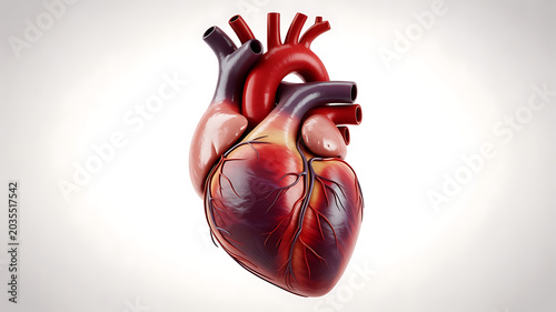 Human Heart Anatomy Model Isolated on White Background