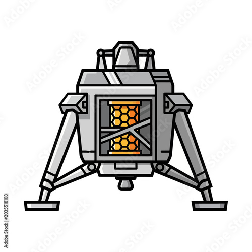 Spacecraft Lunar Lander Icon: Exploration, Adventure, Illustration