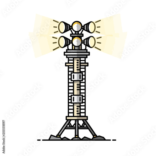 Stylized Searchlight Tower Illustration