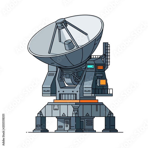 Illustrated Satellite Dish Antenna: Modern Communications Technology