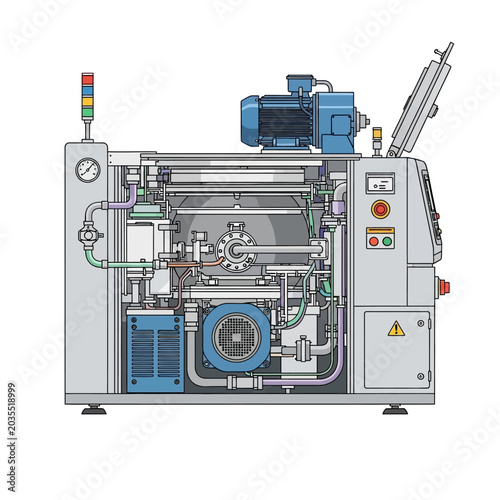 Industrial Machine: Complex Internal Mechanics, Process, Engineering, Technology Concept