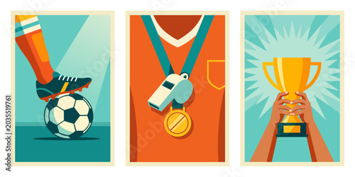 vector illustration of a sports equipment poster template, soccer cup tournament 2026