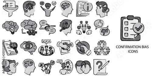 Quadro su tela Confirmation Bias simple New concept 24 Grew color icons set