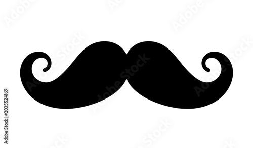 Black mustache silhouette isolated on white background vector