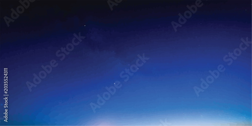 Schilderij op canvas Deep blue night sky filled with countless stars and faint galaxy milky way deep