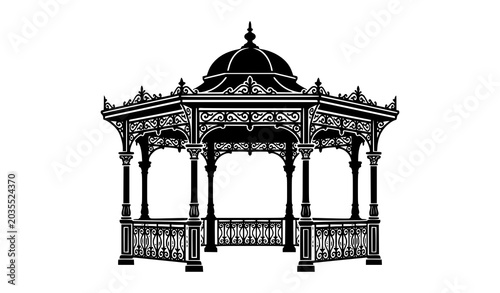 Tableau sur toile Classic vintage garden gazebo pavilion sketch vector illustration