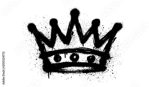 King crown graffiti spray paint style black silhouette vector