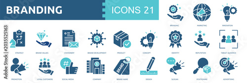 Branding icon collection set glyph color. Vector illustration