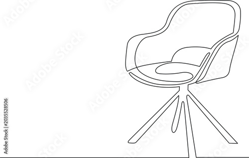Canvas Print Modern swivel armchair with star base line art living room technical drawing