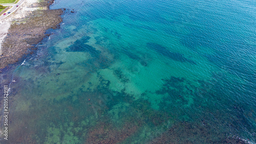 Fényképezés Aerial view featuring the beach and the Atlantic Ocean in North Hampton, New Ham