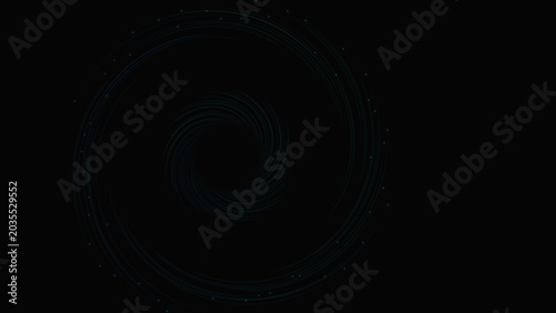 Obraz na płótnie Teal and aquamarine digital swirl background with glowing fiber optic lines in black space