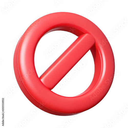 Red 3 d no entry symbol with glossy finish prohibition