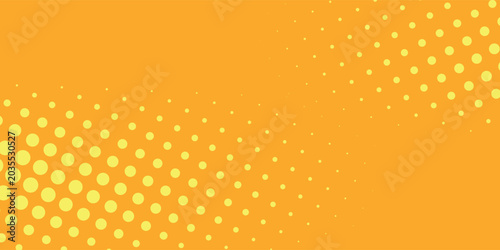 Yellow halftone pattern. Retro comic gradient background. Bright orange pixelated dotted texture overlay.