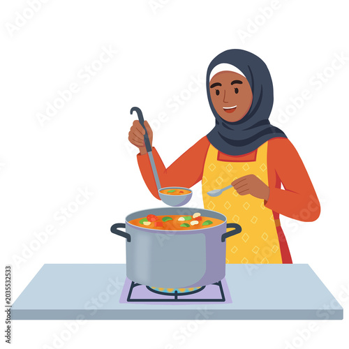 woman sips a soup