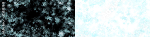 Frosty blue crystal ice frame with frozen winter patterns and cold snowflake textures on transparent backdrop.