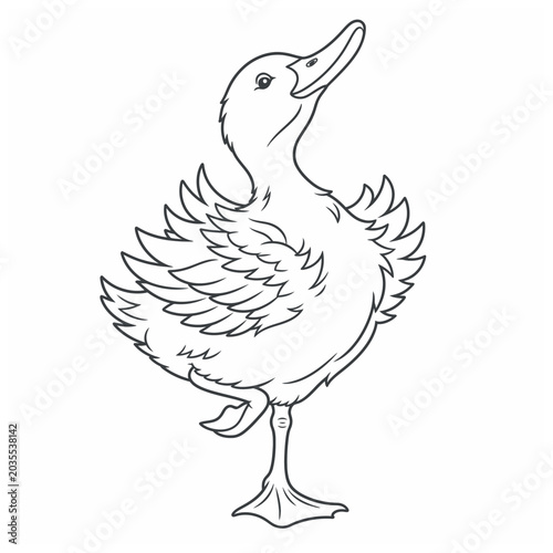 Schilderij op canvas Duck Standing On One Leg.
