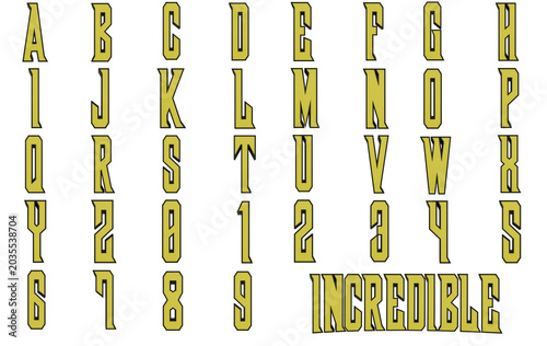 Incredible yellow comic book alphabet