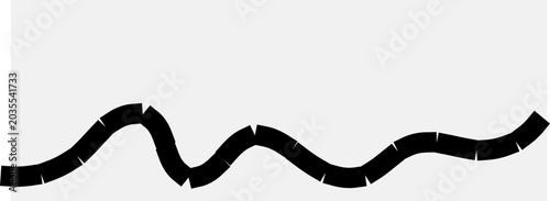 Schilderij op canvas Black segmented wavy line, dark notched curve, monochrome abstract path