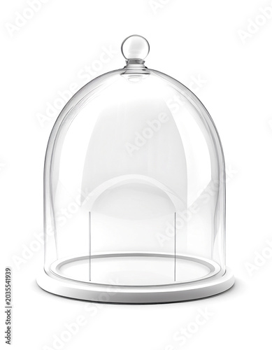 Pristine Glass Cloche on a Seamless White Background. Generative AI. created with generative AI