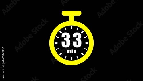 clock timer 33 minutes illustrations icon.
