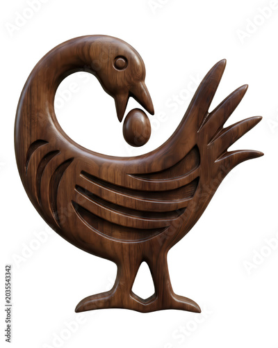 Sankofa bird symbol with an egg isolated on transparent background