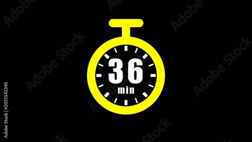 clock timer 36 minutes illustrations icon.
