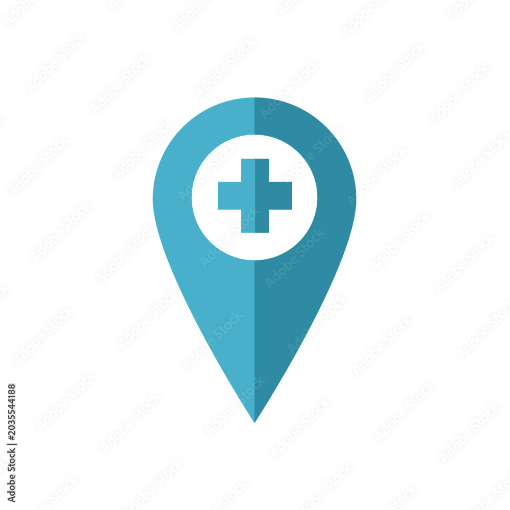 Fototapeta premium Hospital map pin vector icon