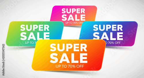 Quadro em tela Super Sale Promotion with Up to 70% Off Discounts on Colorful Gradients