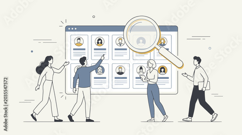 Creative business banners of job search, human resources recruitment portal, professional hiring process and talent acquisition