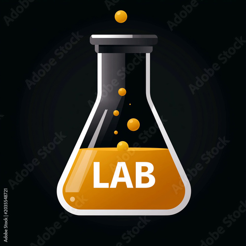 chemical laboratory flask with liquid