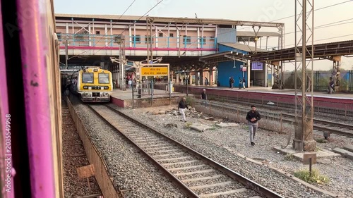 Mumbai Local Train Entering Mira Road Railway Station
