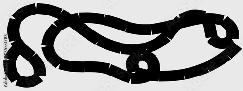 Schilderij op canvas Black notched curvy line loop, abstract textured path, decorative black stroke