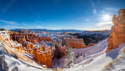 Bryce Canyon Utah January Afternoon Sunny And Snowy