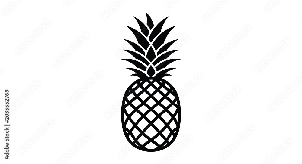 Obraz premium Pineapple silhouette on a white background