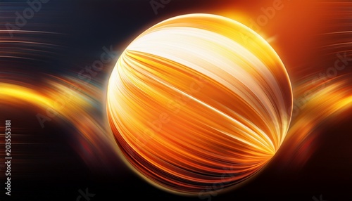 Vibrant Orange And Yellow Orb With Blurred Motion Sphere Abstract