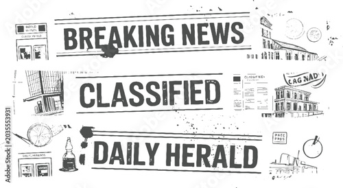 Foto Vintage newspaper headlines breaking news classified daily herald with architect
