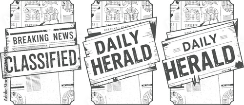 Photos Three vintage newspaper headlines classified breaking news and daily herald in b