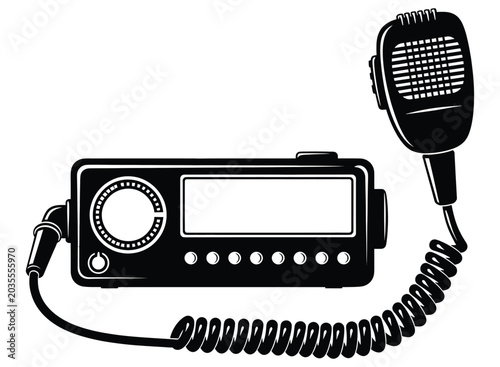 Mobile radio transceiver device with microphone handheld communication technology silhouette.