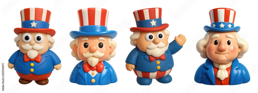 Obraz premium PNG Patriotic cartoon figurines display on transparent background