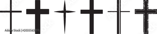 Konstfotografi Series of black and white geometric crosses with varying thickness and patterns