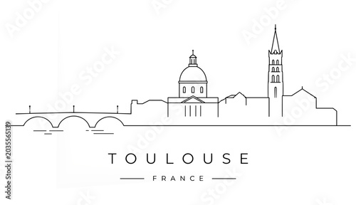 Toulouse France Ultra Minimal Skyline Line Art Vector Illustration