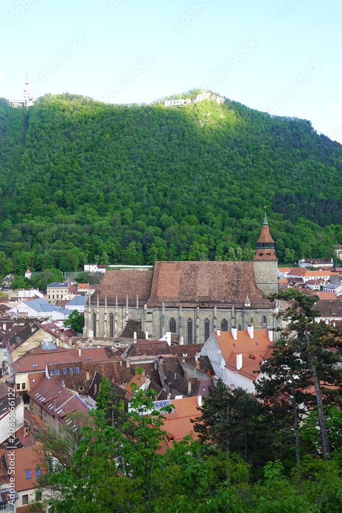 Fototapeta premium Panorama of old town in Brasov, Romania