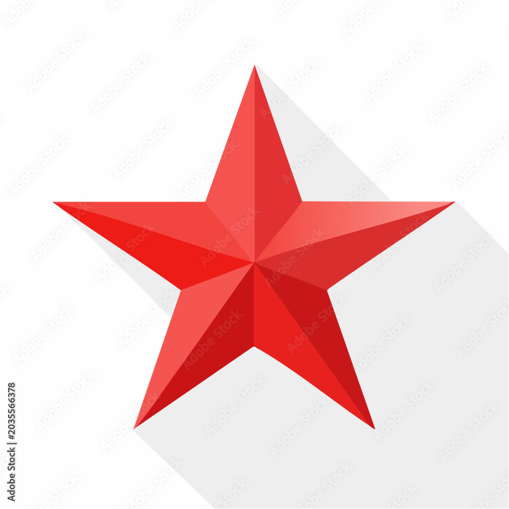 Obraz premium Red Star Icon with Long Shadow