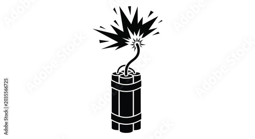 Konstfotografi black and white dynamite stick icon with explosion