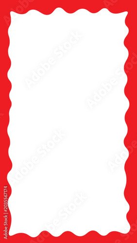 Red wavy border frame with white interior space for text or image