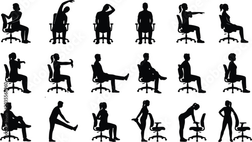 Photography Office worker bad posture and ergonomic stretches