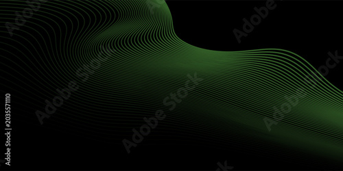Dark Background with Smooth Green Curve Line Pattern for Futuristic, Elegant, and Tech-Inspired Design