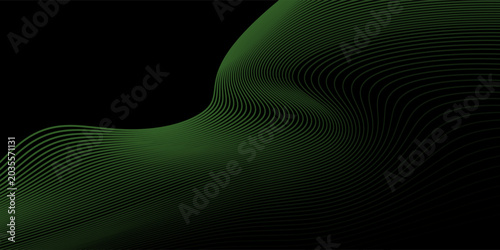 Dark Background with Smooth Green Curve Line Pattern for Futuristic, Elegant, and Tech-Inspired Design